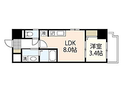 月光幟町壱番館 3階1LDKの間取り
