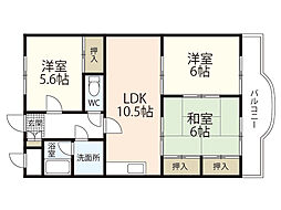 吉岡マンション 3LDKの間取図画像