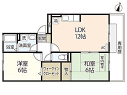 ラフィネ安芸弐番館 2LDKの間取図画像