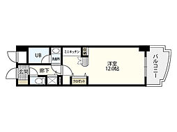 ジャルダン並木 6階ワンルームの間取り