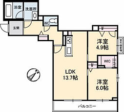 ｈｅｌｉａｎｔｈｅ南幸町 2階2LDKの間取り
