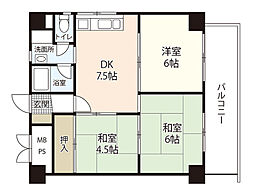 第2西村ビル 7階3DKの間取り