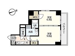 エイトバレー43平和大通り 4階2Kの間取り