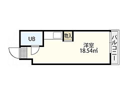 FORWEST宇品 2階ワンルームの間取り
