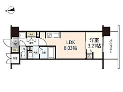 エスポワールI 4階1LDKの間取り
