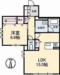 シャルム府中 1階1LDKの間取り