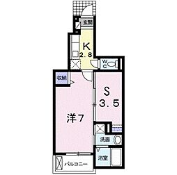 ビバーチェII 1階1SKの間取り