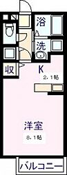 エルメゾン緑ヶ丘 2階1Kの間取り