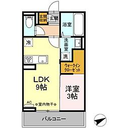 ハイアークＦ 2階1LDKの間取り