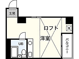 第7シティビル 4階ワンルームの間取り