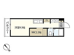 フェリシア梅原 2階ワンルームの間取り