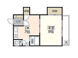 中国ビル 3階1DKの間取り