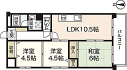 エスポワール舟入 7階3LDKの間取り