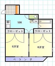 ＪＯＹＦＵＬ楠木 3階2DKの間取り
