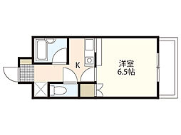 スカイNフルタ 7階1Kの間取り