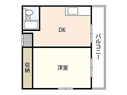 第2ハラダビル 5階1DKの間取り