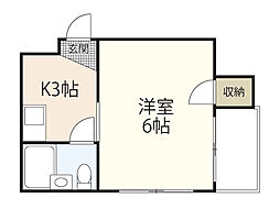 ステイタスオブ舟入南 2階1Kの間取り