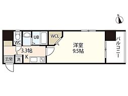 グラビスコート光町 7階1Kの間取り