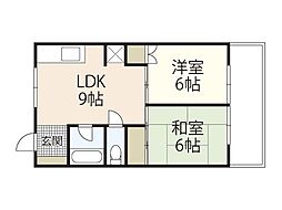 エイシンビル1 2LDKの間取図画像