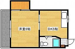 大宮グリーンコーポ 1DKの間取図画像