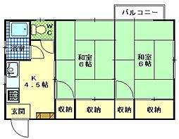 中谷ビル 2Kの間取図画像