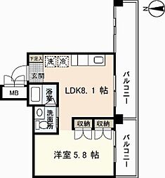 ヒルヴィスタ三滝 1DKの間取図画像