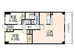 藤和ハイタウン牛田 2LDKの間取図画像