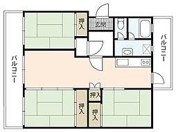井口鈴が台アパート 3LDKの間取図画像