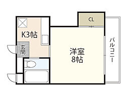 コーポさえき 1Kの間取図画像