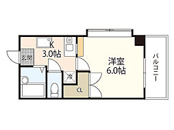 ロアール上天満 1Kの間取図画像