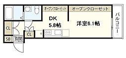 COLLINA隅の浜 1DKの間取図画像