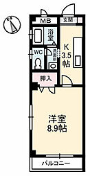 みかげマンション 1Kの間取図画像