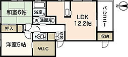 グランシード西原A 2LDKの間取図画像