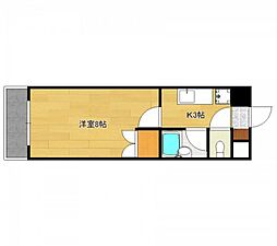 カーナ西田 1Kの間取図画像