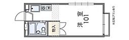 ラッキーフリューゲル ワンルームの間取図画像