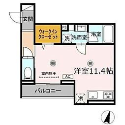 メゾン カルムII ワンルームの間取図画像