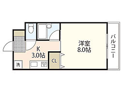 ルーエ祇園 1Kの間取図画像