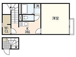 レオネクストせせらぎ 1Kの間取図画像