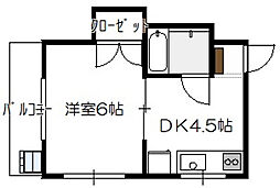 大方マンション 1DKの間取図画像