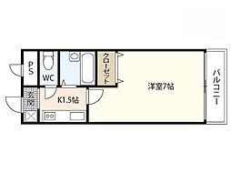 ロイヤルエムズ1997 1Kの間取図画像