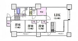 クラース八丁堀ザ・マーク 3LDKの間取図画像