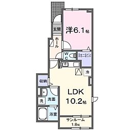 パストラーレ F 1LDKの間取図画像