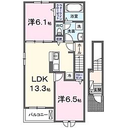 寺家アパート A 2LDKの間取図画像