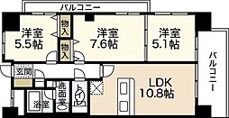 クレール牛田本町 3LDKの間取図画像