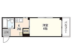 沖ビル 1Kの間取図画像