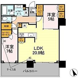 シティタワー広島 2LDKの間取図画像