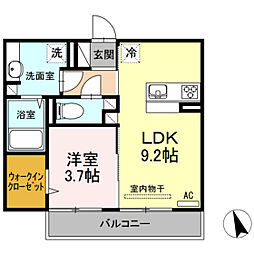 クレール光南 1LDKの間取図画像