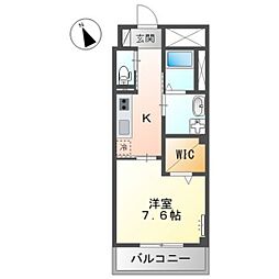 ルリアンソール 1Kの間取図画像