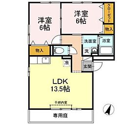 エムズサンフレア 2LDKの間取図画像