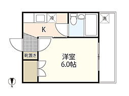 東雲ハイツ 1Kの間取図画像